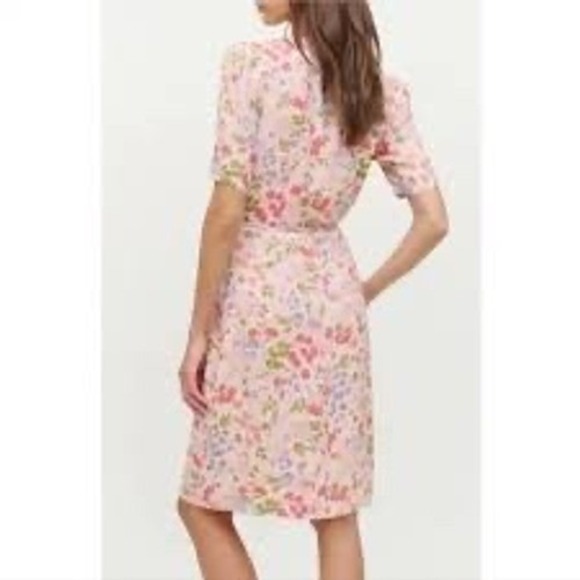 NWT Reformation Laurent Pink Floral Wrap Midi Dress V-Neck Size Small - Picture 4 of 10